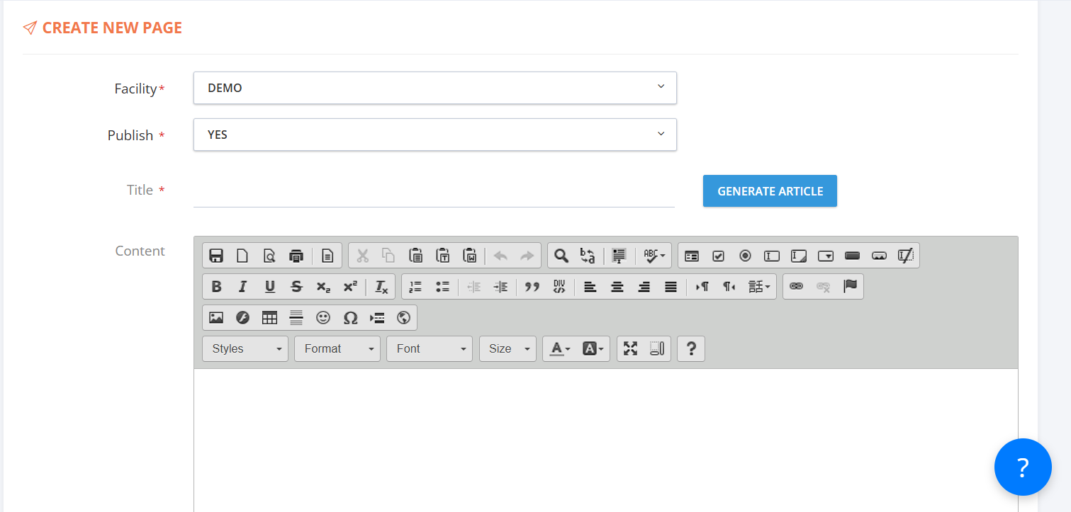 Content Management Interface